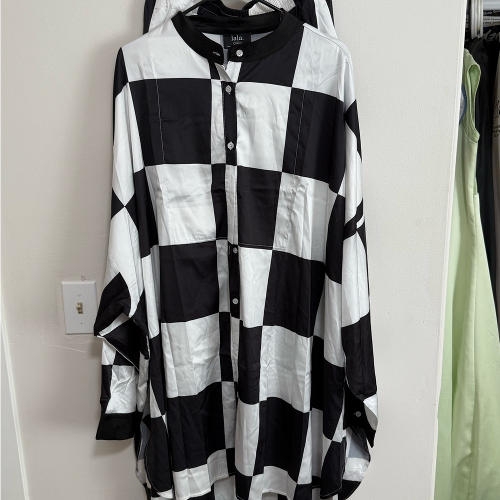Dressed in LALA Black and White Checkered Playsuit